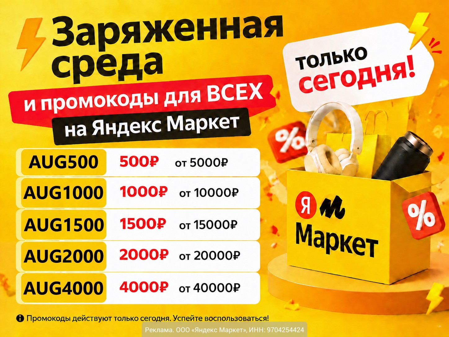 Заряженная среда и промокоды для ВСЕХ на Яндекс Маркет!
